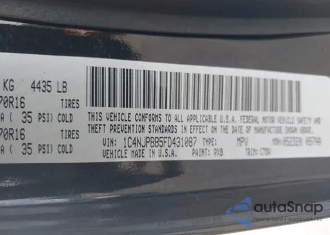 2015 Jeep Patriot Sport из США, поврежденный, VIN 1C4NJPBB5FD431087